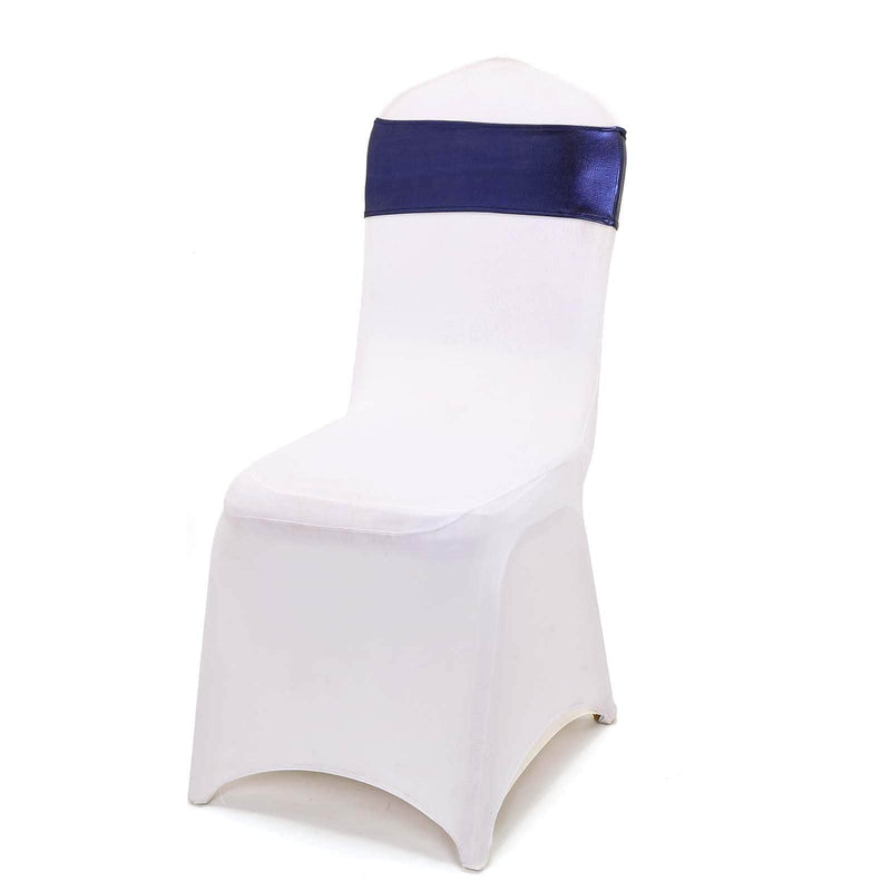 5 pcs Metallic Spandex Chair Sashes with Silver Buckles Wedding Decorations