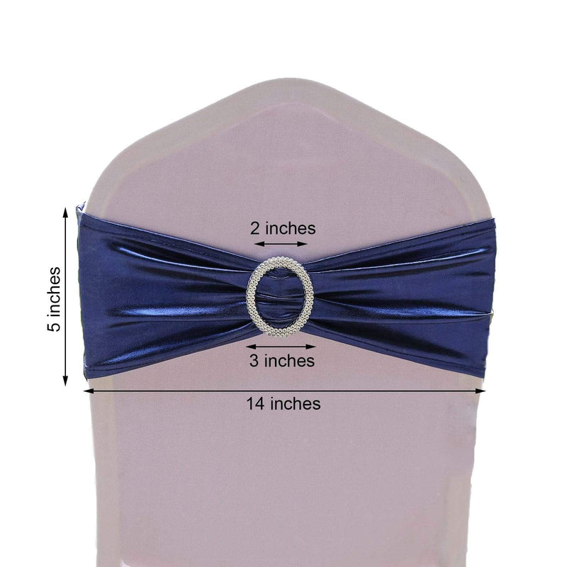 5 pcs Metallic Spandex Chair Sashes with Silver Buckles Wedding Decorations