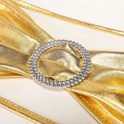 5 pcs Metallic Spandex Chair Sashes with Silver Buckles Wedding Decorations