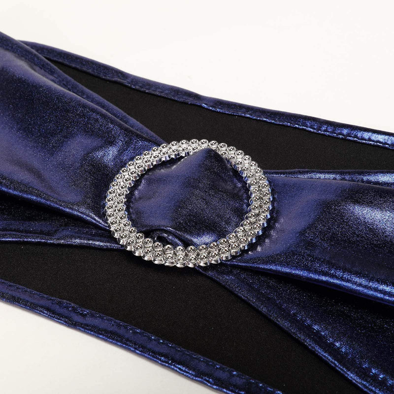 5 pcs Metallic Spandex Chair Sashes with Silver Buckles Wedding Decorations