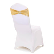 5 pcs Metallic Spandex Chair Sashes with Silver Buckles Wedding Decorations