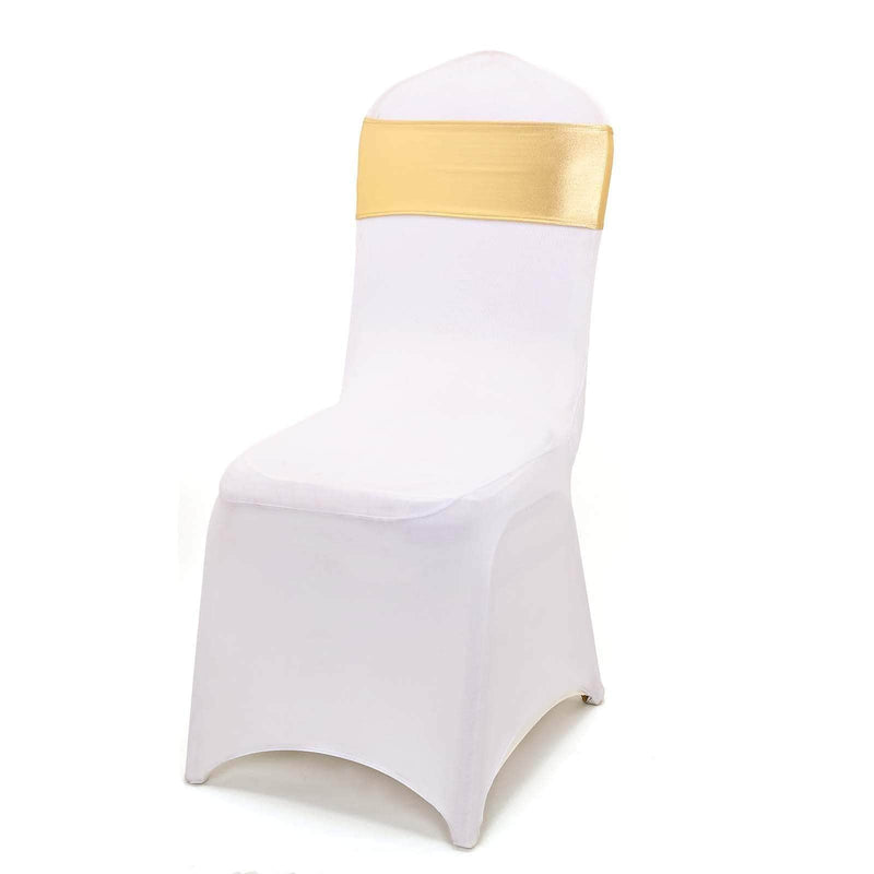 5 pcs Metallic Spandex Chair Sashes with Silver Buckles Wedding Decorations