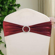 5 pcs Metallic Spandex Chair Sashes with Silver Buckles Wedding Decorations