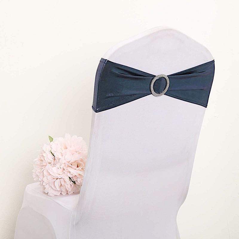 5 pcs Metallic Spandex Chair Sashes with Silver Buckles Wedding Decorations