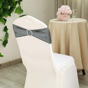 5 pcs Metallic Spandex Chair Sashes with Silver Buckles Wedding Decorations
