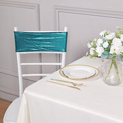 5 pcs Metallic Spandex Chair Sashes with Silver Buckles Wedding Decorations