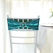 5 pcs Metallic Spandex Chair Sashes with Silver Buckles Wedding Decorations