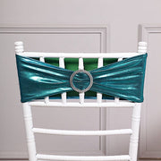 5 pcs Metallic Spandex Chair Sashes with Silver Buckles Wedding Decorations