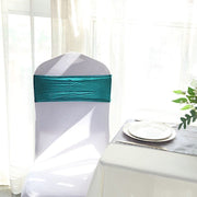 5 pcs Metallic Spandex Chair Sashes with Silver Buckles Wedding Decorations