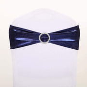 5 pcs Metallic Spandex Chair Sashes with Silver Buckles Wedding Decorations SASHP_22_NAVY