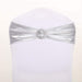 5 pcs Metallic Spandex Chair Sashes with Silver Buckles Wedding Decorations SASHP_22_SILV