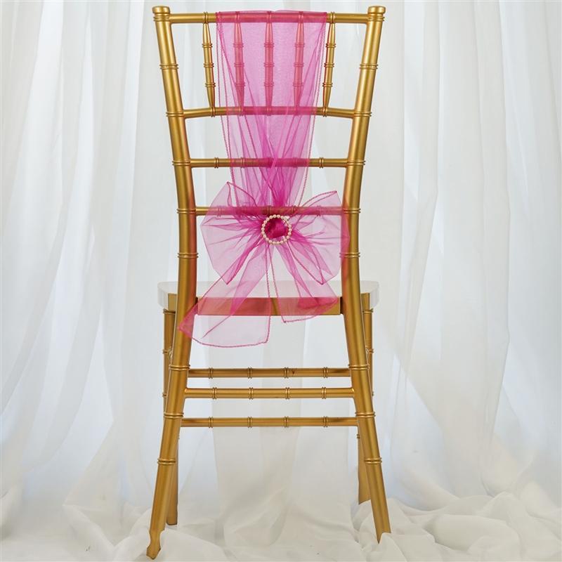 5 pcs Organza Chair Sashes - Fuchsia SASHP_ORGZ_FUSH