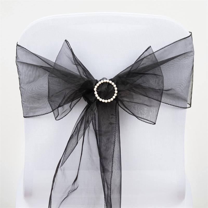 5 pcs Organza Chair Sashes SASHP_ORGZ_BLK