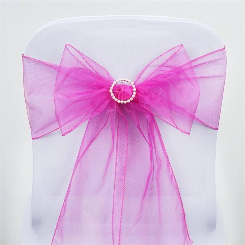 5 pcs Organza Chair Sashes SASHP_ORGZ_FUSH