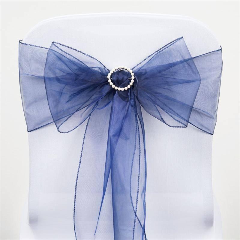 5 pcs Organza Chair Sashes SASHP_ORGZ_NAVY