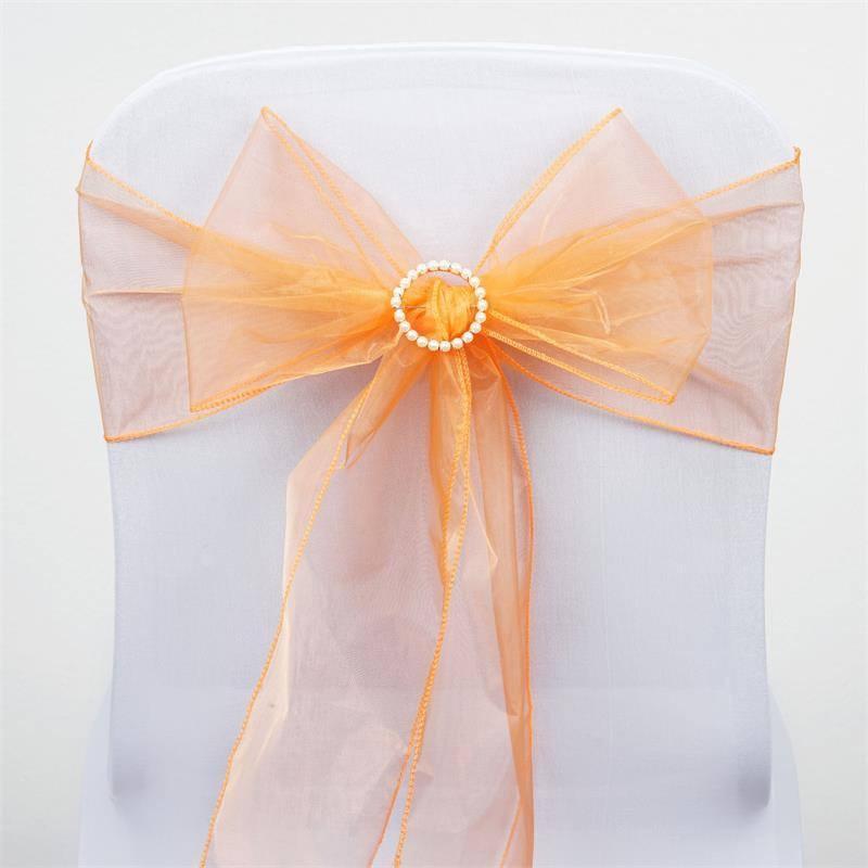 5 pcs Organza Chair Sashes SASHP_ORGZ_ORNG