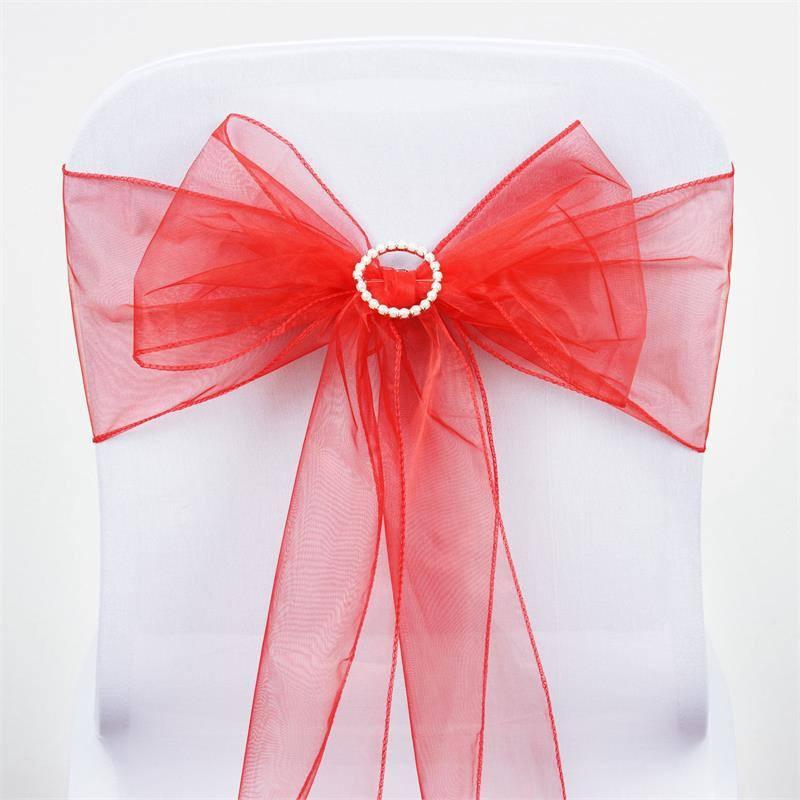 5 pcs Organza Chair Sashes SASHP_ORGZ_RED