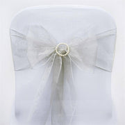 5 pcs Organza Chair Sashes SASHP_ORGZ_SILV