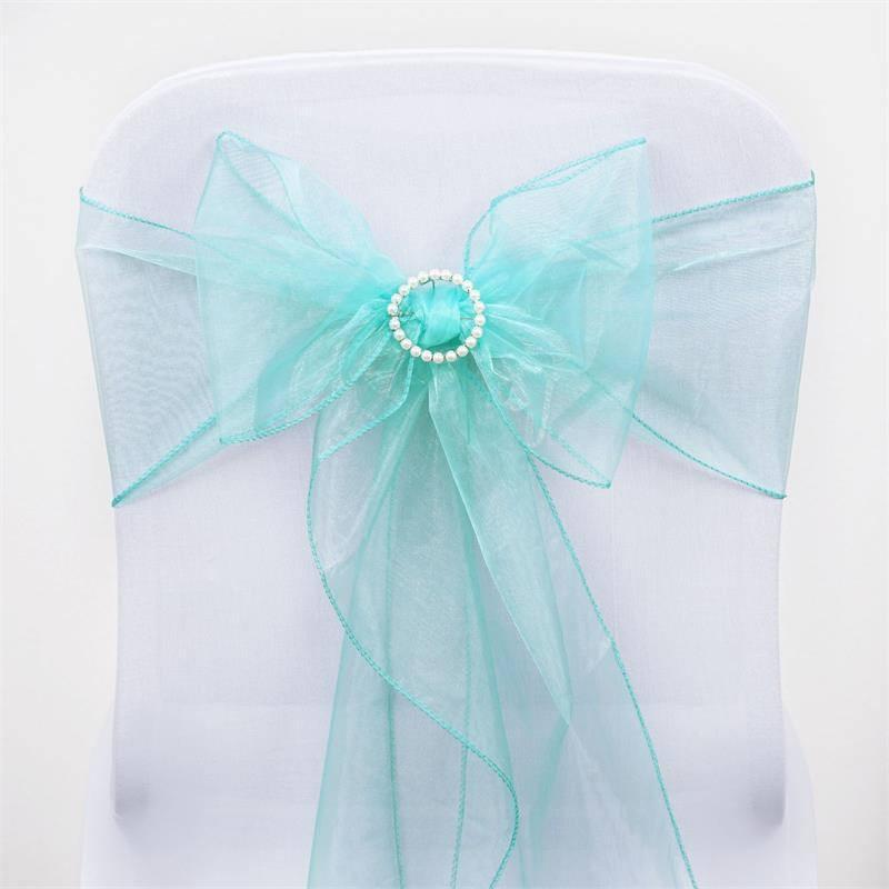 5 pcs Organza Chair Sashes SASHP_ORGZ_TURQ