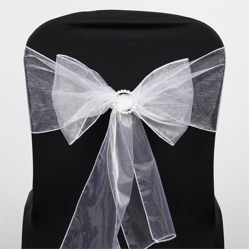 5 pcs Organza Chair Sashes SASHP_ORGZ_WHT