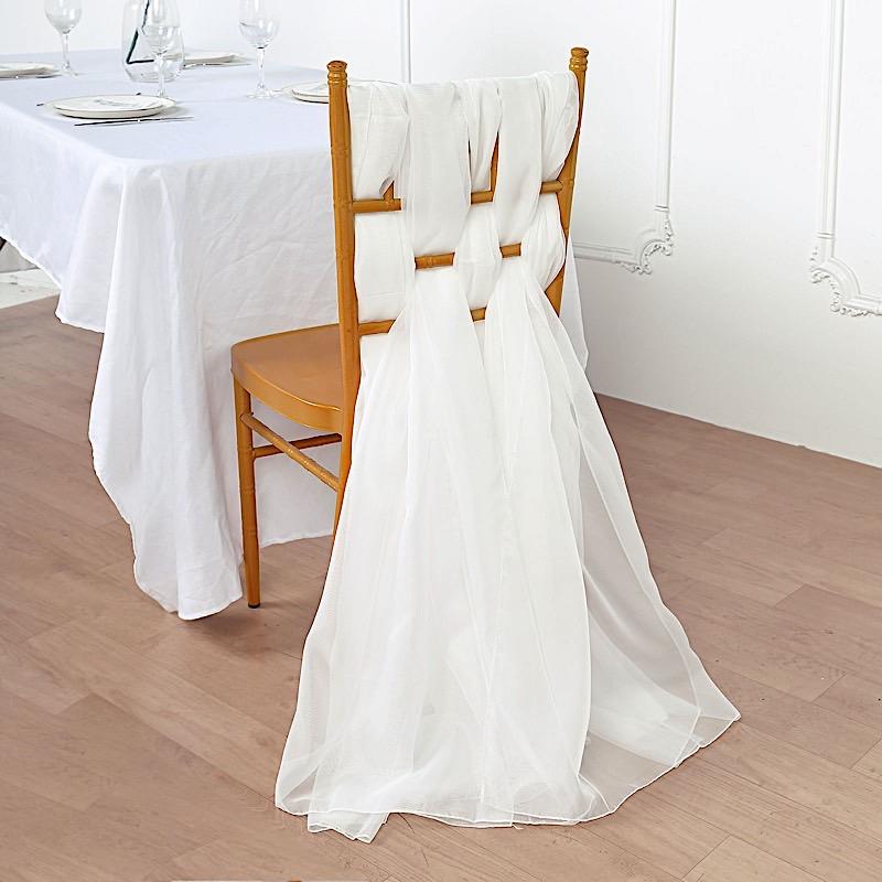 5 pcs Premium Chiffon Wide Chair Sashes - Ivory SASHP_24_IVR