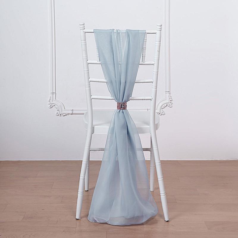 5 pcs Premium Chiffon Wide Chair Sashes - Ice Blue SASHP_24_079