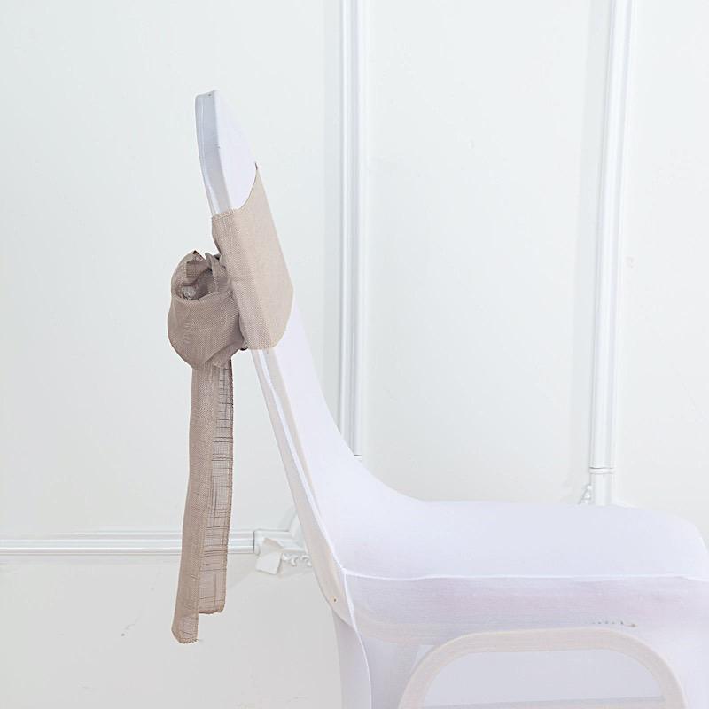 5 pcs Premium Faux Burlap Polyester Chair Sashes