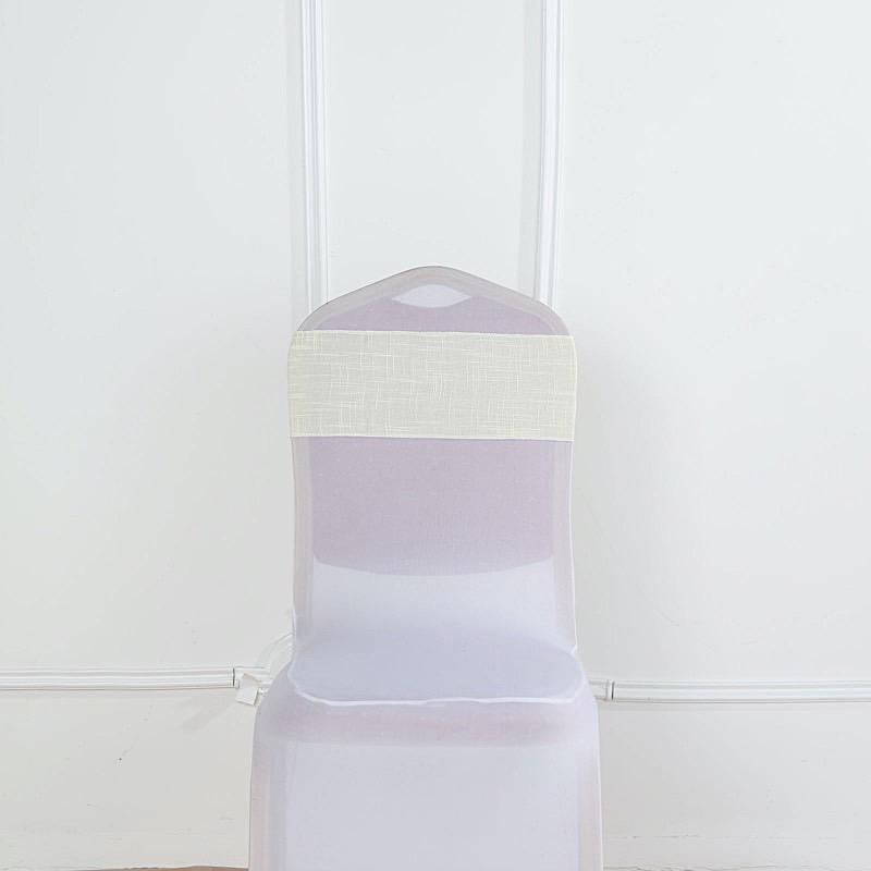 5 pcs Premium Faux Burlap Polyester Chair Sashes SASH_JUTE02_IVR