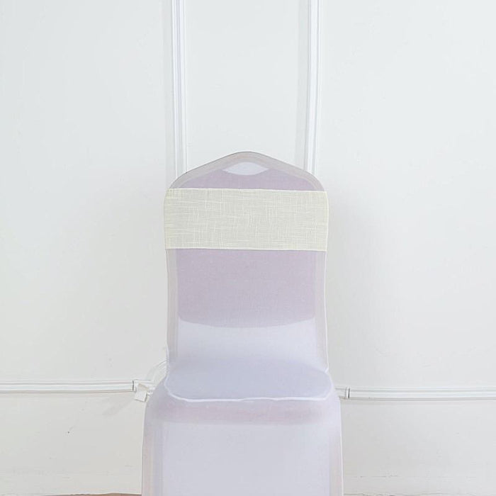5 pcs Premium Faux Burlap Polyester Chair Sashes SASH_JUTE02_IVR
