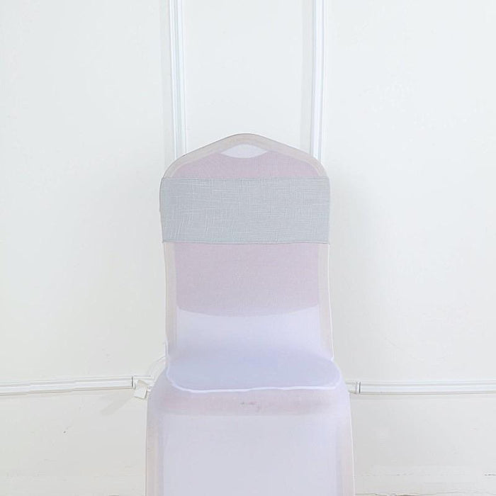 5 pcs Premium Faux Burlap Polyester Chair Sashes SASH_JUTE02_SILV