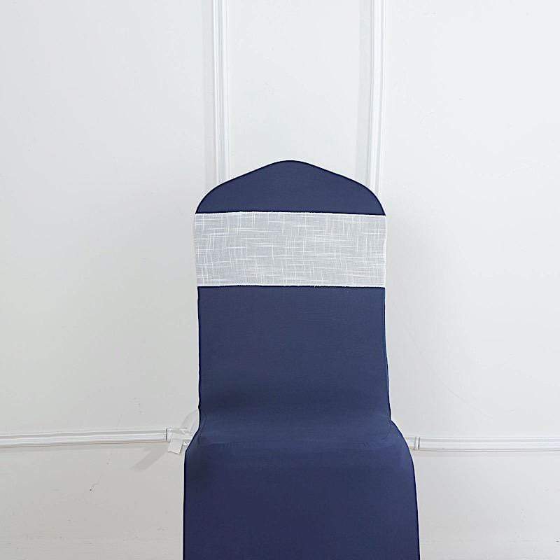 5 pcs Premium Faux Burlap Polyester Chair Sashes SASH_JUTE02_WHT