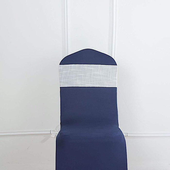 5 pcs Premium Faux Burlap Polyester Chair Sashes SASH_JUTE02_WHT