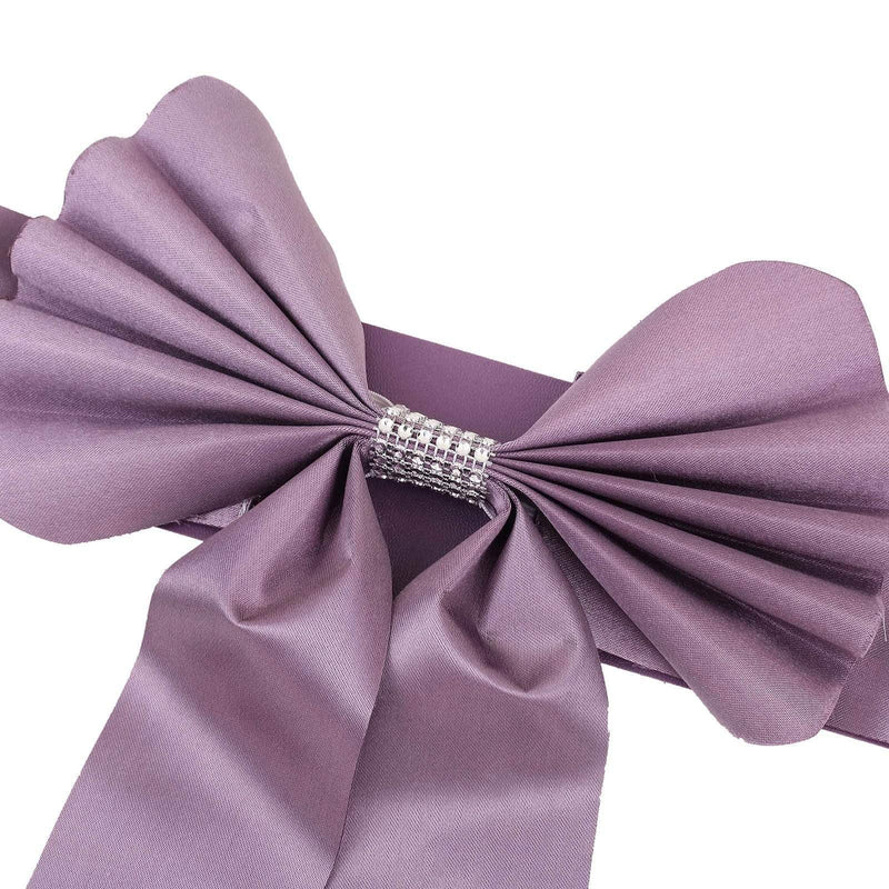 5 pcs Reversible Satin and Faux Leather Bow Tie Chair Sashes with Buckles