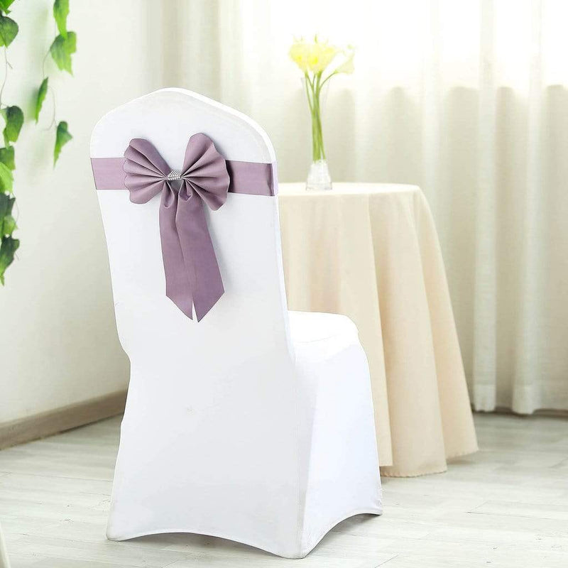 5 pcs Reversible Satin and Faux Leather Bow Tie Chair Sashes with Buckles