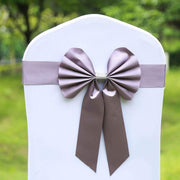 5 pcs Reversible Satin and Faux Leather Bow Tie Chair Sashes with Buckles