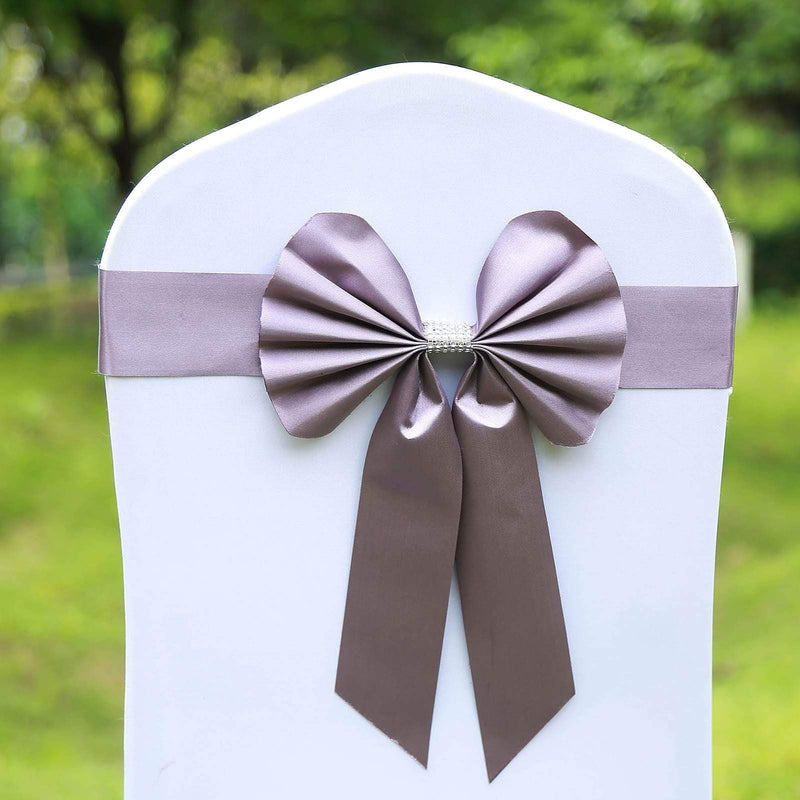 5 pcs Reversible Satin and Faux Leather Bow Tie Chair Sashes with Buckles