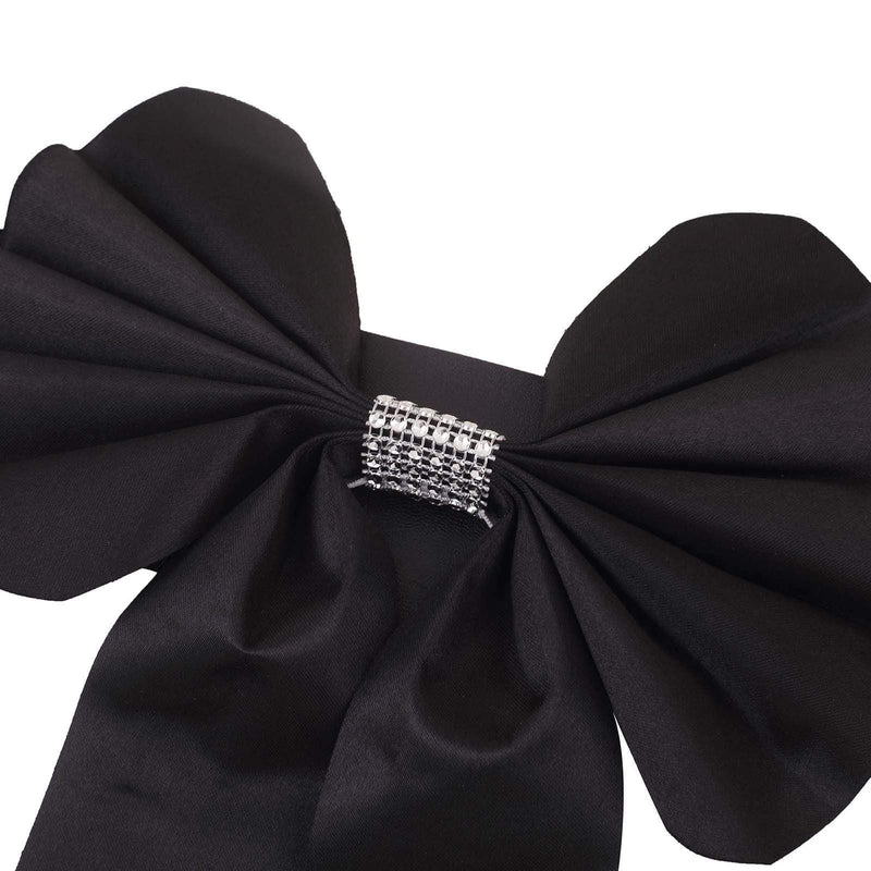 5 pcs Reversible Satin and Faux Leather Bow Tie Chair Sashes with Buckles