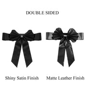 5 pcs Reversible Satin and Faux Leather Bow Tie Chair Sashes with Buckles
