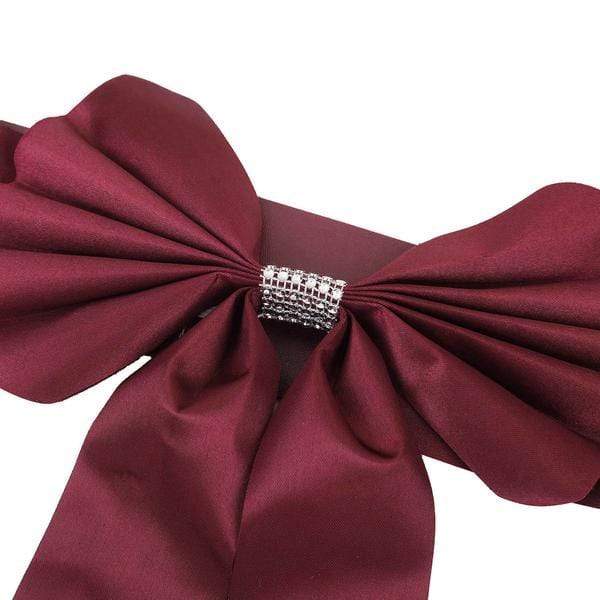 5 pcs Reversible Satin and Faux Leather Bow Tie Chair Sashes with Buckles