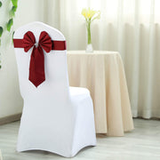 5 pcs Reversible Satin and Faux Leather Bow Tie Chair Sashes with Buckles
