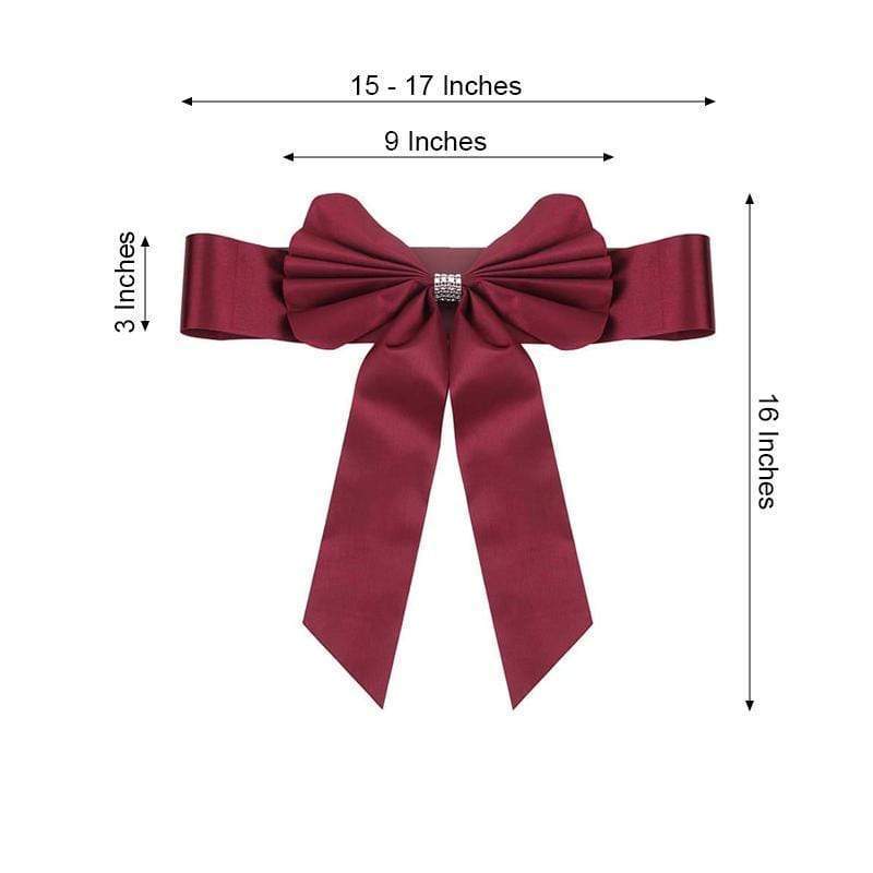5 pcs Reversible Satin and Faux Leather Bow Tie Chair Sashes with Buckles