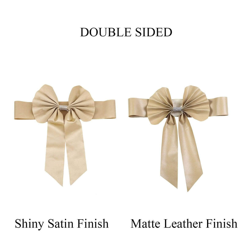 5 pcs Reversible Satin and Faux Leather Bow Tie Chair Sashes with Buckles