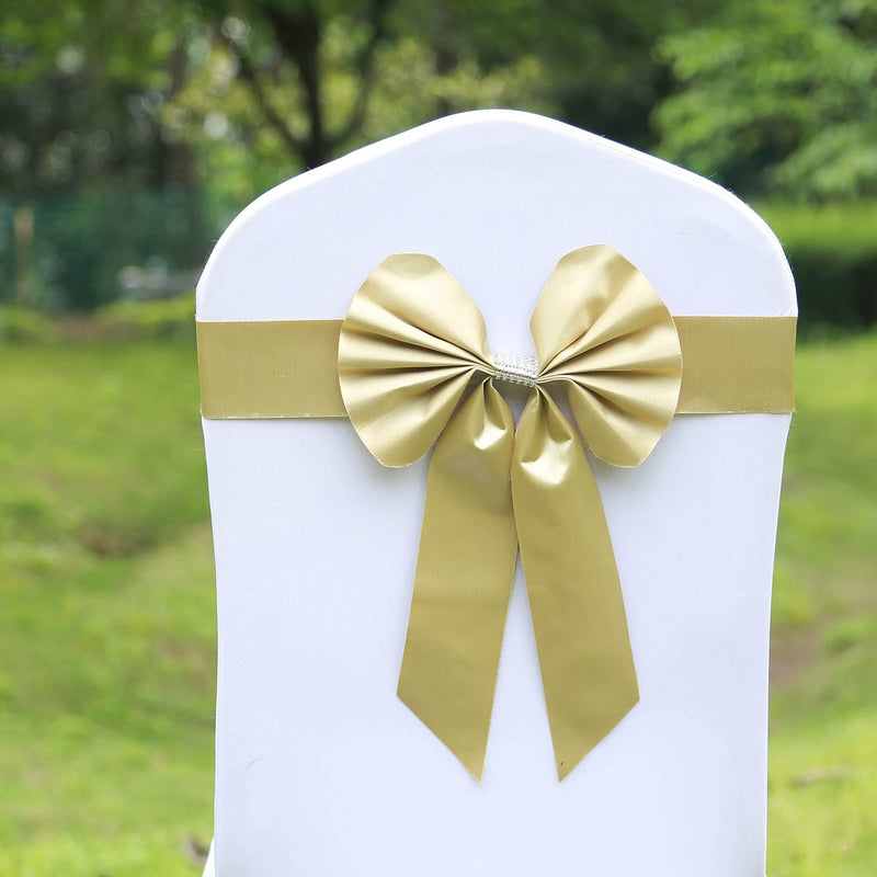 5 pcs Reversible Satin and Faux Leather Bow Tie Chair Sashes with Buckles