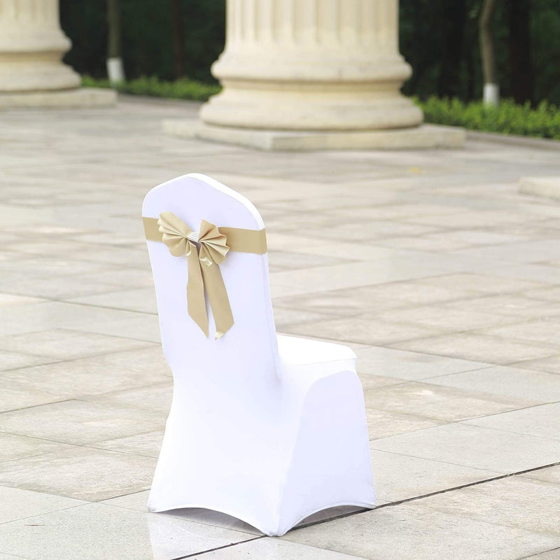 5 pcs Reversible Satin and Faux Leather Bow Tie Chair Sashes with Buckles