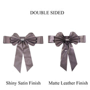 5 pcs Reversible Satin and Faux Leather Bow Tie Chair Sashes with Buckles
