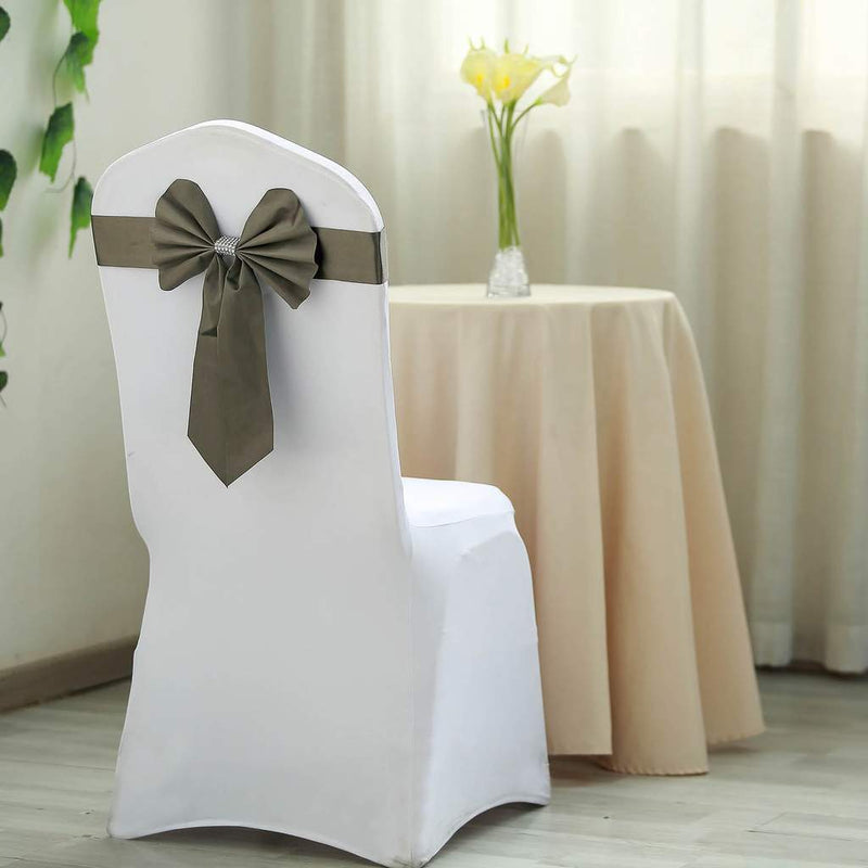 5 pcs Reversible Satin and Faux Leather Bow Tie Chair Sashes with Buckles
