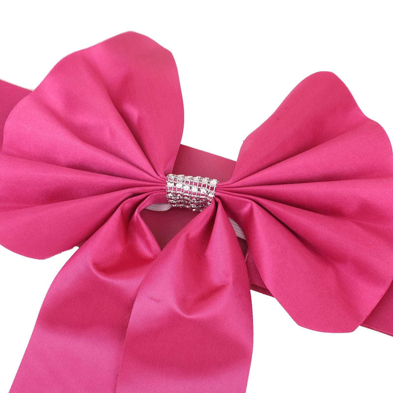 5 pcs Reversible Satin and Faux Leather Bow Tie Chair Sashes with Buckles