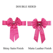5 pcs Reversible Satin and Faux Leather Bow Tie Chair Sashes with Buckles