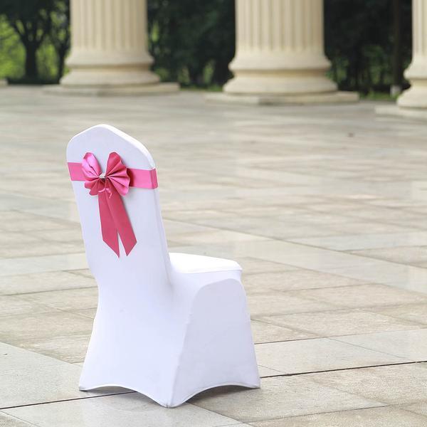 5 pcs Reversible Satin and Faux Leather Bow Tie Chair Sashes with Buckles