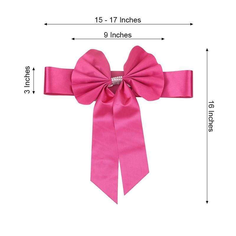5 pcs Reversible Satin and Faux Leather Bow Tie Chair Sashes with Buckles